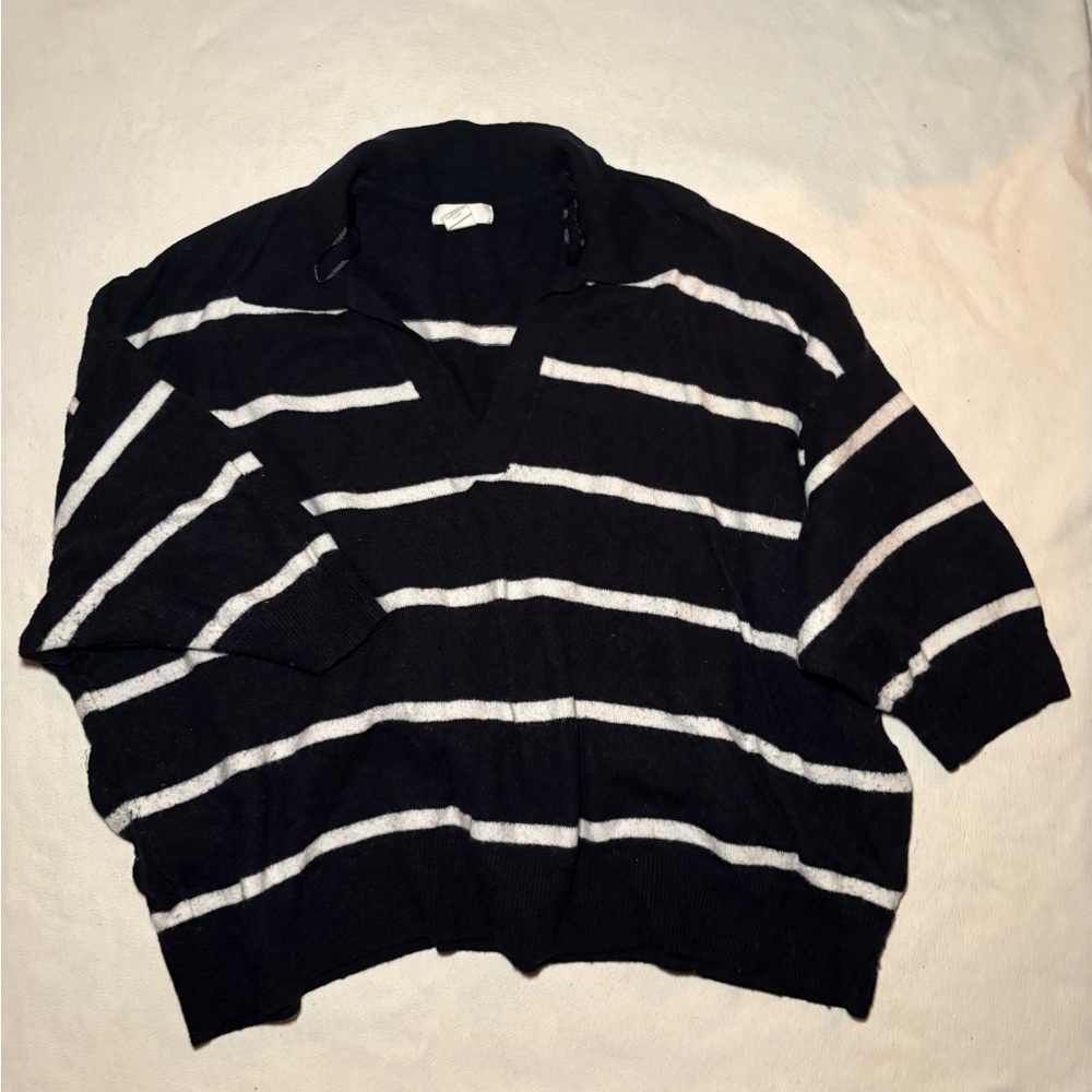 H&M dark navy and white Striped Sweater